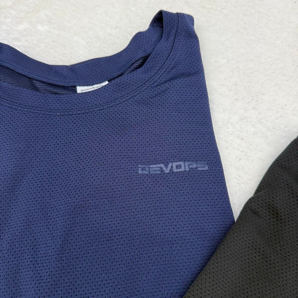 Devops Lot of 2 Sleeveless Wick Away Muscle Tanks Black and Navy Blue - Men’s US